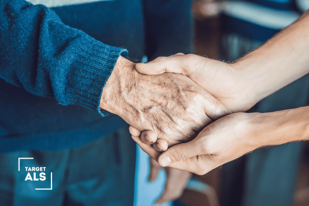 ALS in the Elderly: Recognizing ALS in Seniors; a person holds their elderly loved one's hand